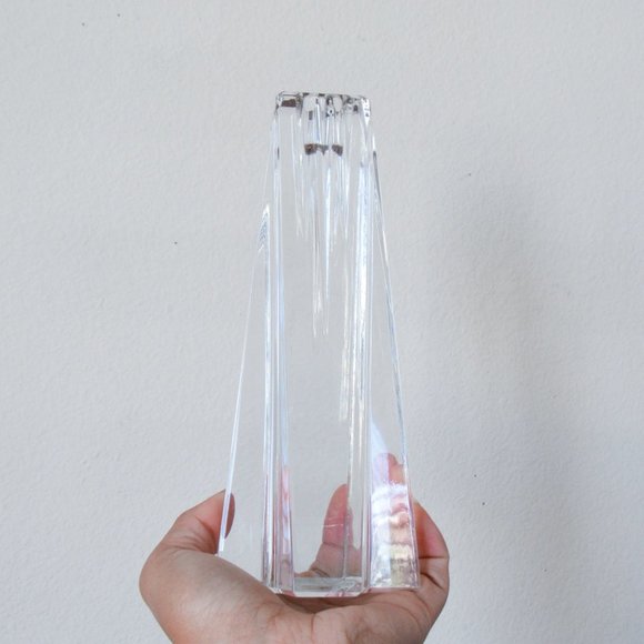 VINTAGE Glass Clear Crystal Lead Candlestick Holder Art Deco Collectable MCM - Picture 3 of 13